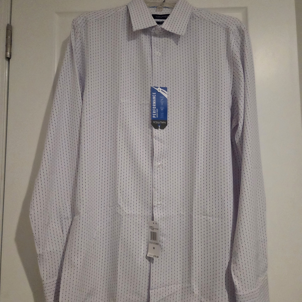 Nautica White Shirt with Blue Dots